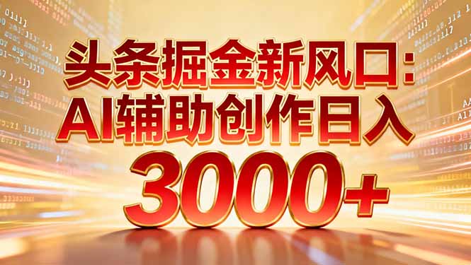 头条掘金新风口：AI辅助创作日入3000+，矩阵玩法当天启动隔天见效祝创空间-网创项目资源站-副业项目-创业项目-搞钱项目祝创空间