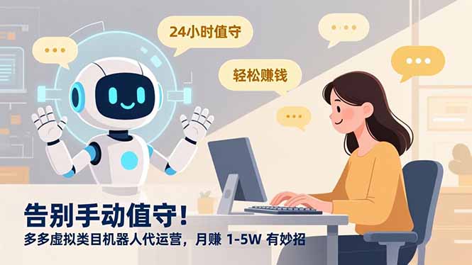 告别手动值守！多多虚拟类目机器人代运营，月赚 1-5W 有妙招祝创空间-网创项目资源站-副业项目-创业项目-搞钱项目祝创空间