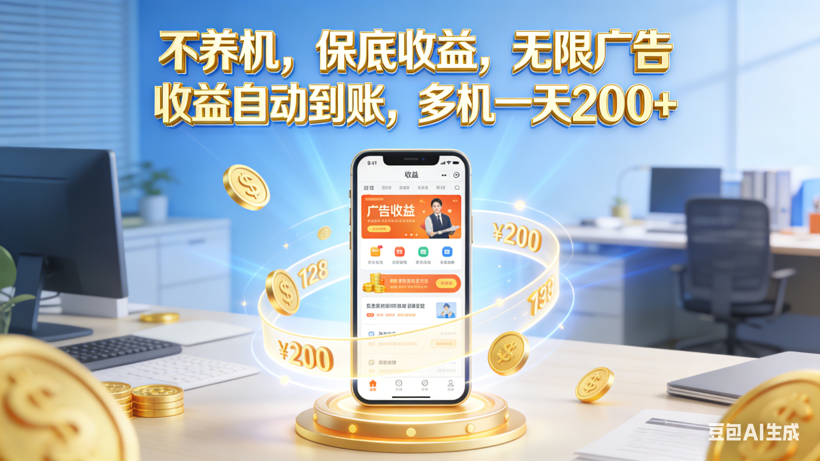 不养机,保底收益,无限广告,收益自动到账,多机一天200+祝创空间-网创项目资源站-副业项目-创业项目-搞钱项目祝创空间