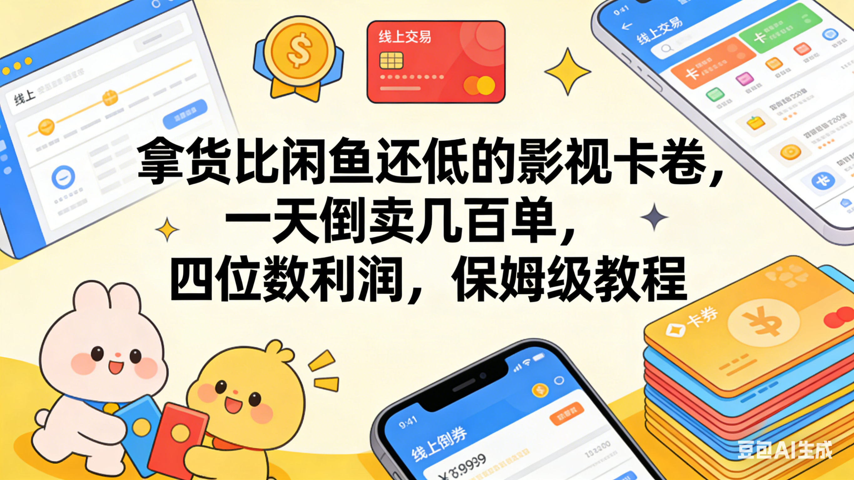拿货比闲鱼还低的影视卡卷,一天倒卖几百单,四位数利润,保姆级教程祝创空间-网创项目资源站-副业项目-创业项目-搞钱项目祝创空间