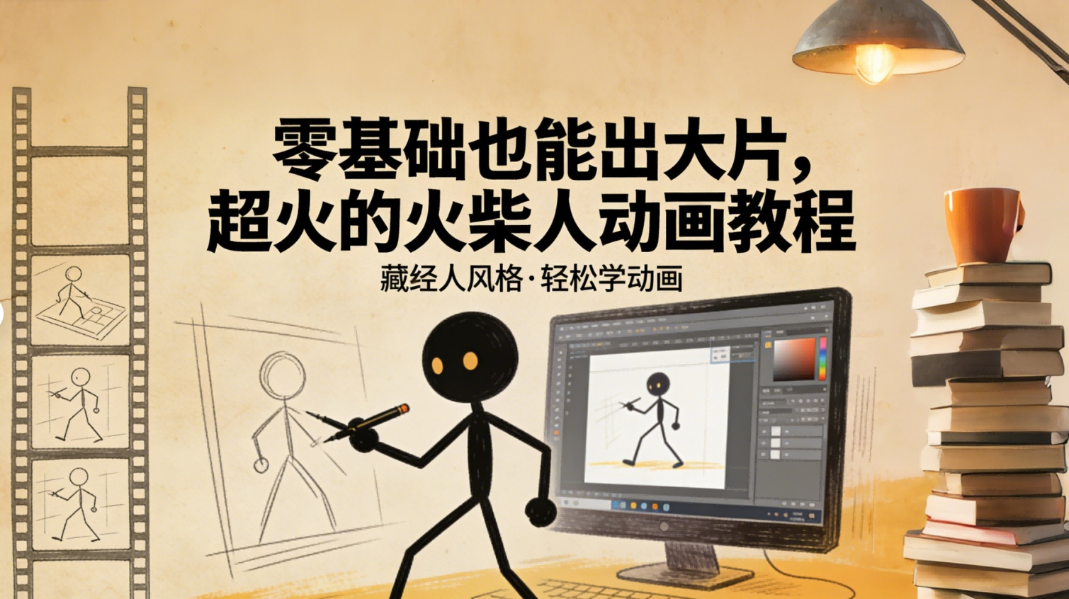 零基础也能出大片,超火的火柴人动画教程(藏经人风格)祝创空间-网创项目资源站-副业项目-创业项目-搞钱项目祝创空间
