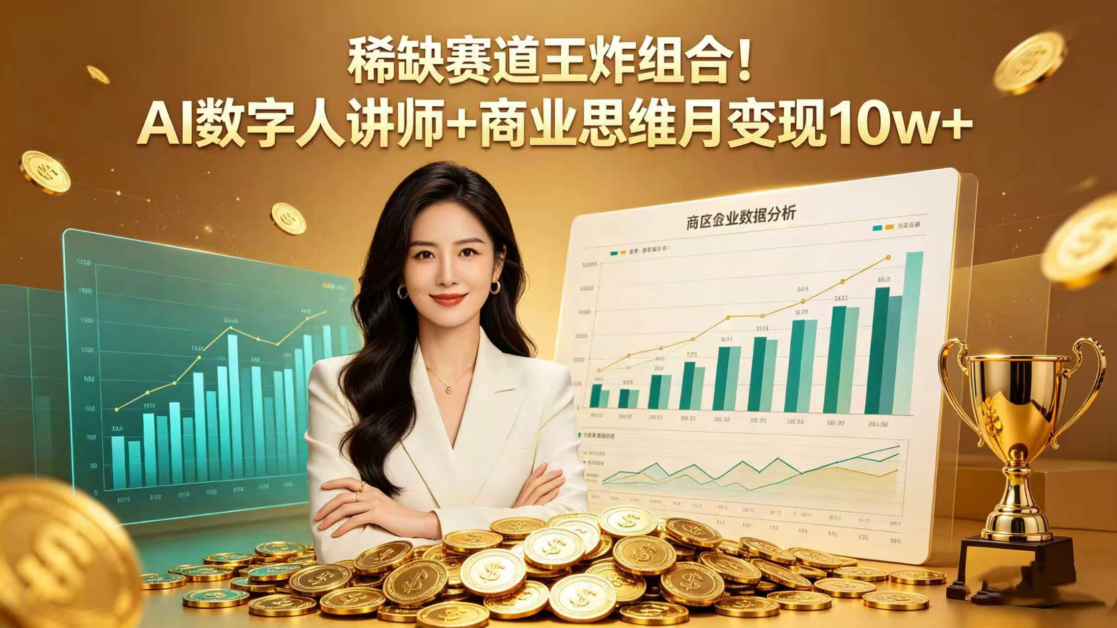 稀缺赛道王炸组合!AI 数字人讲师 + 商业思维 月变现 10w+祝创空间-网创项目资源站-副业项目-创业项目-搞钱项目祝创空间