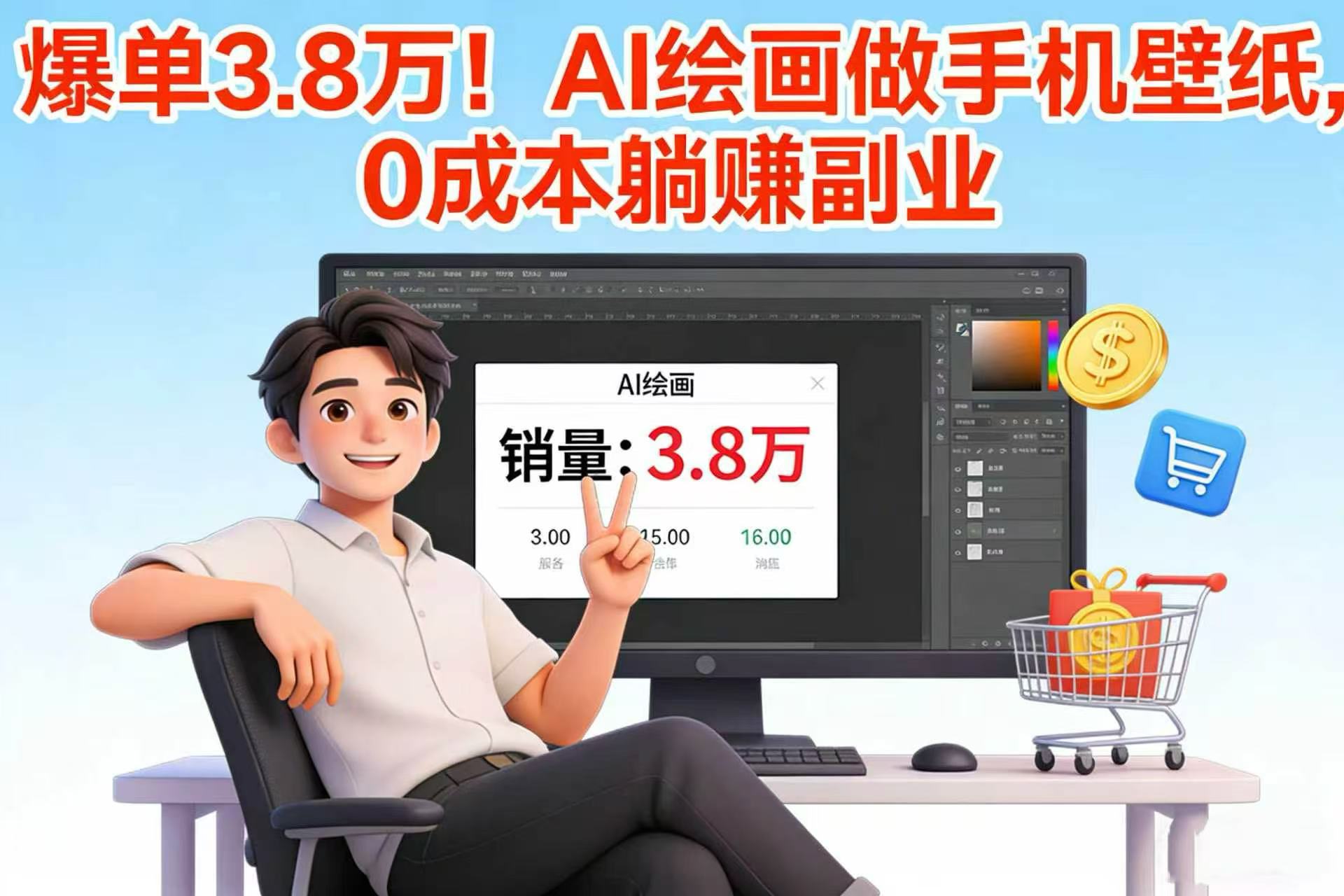 爆单 3.8 万!AI 绘画做手机壁纸,0 成本躺赚副业祝创空间-网创项目资源站-副业项目-创业项目-搞钱项目祝创空间