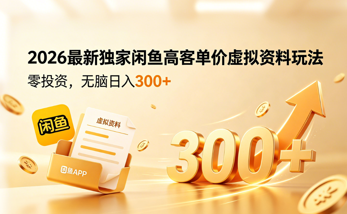 2026最新独家闲鱼高客单价虚拟资料玩法,零投资,无脑日入300+祝创空间-网创项目资源站-副业项目-创业项目-搞钱项目祝创空间