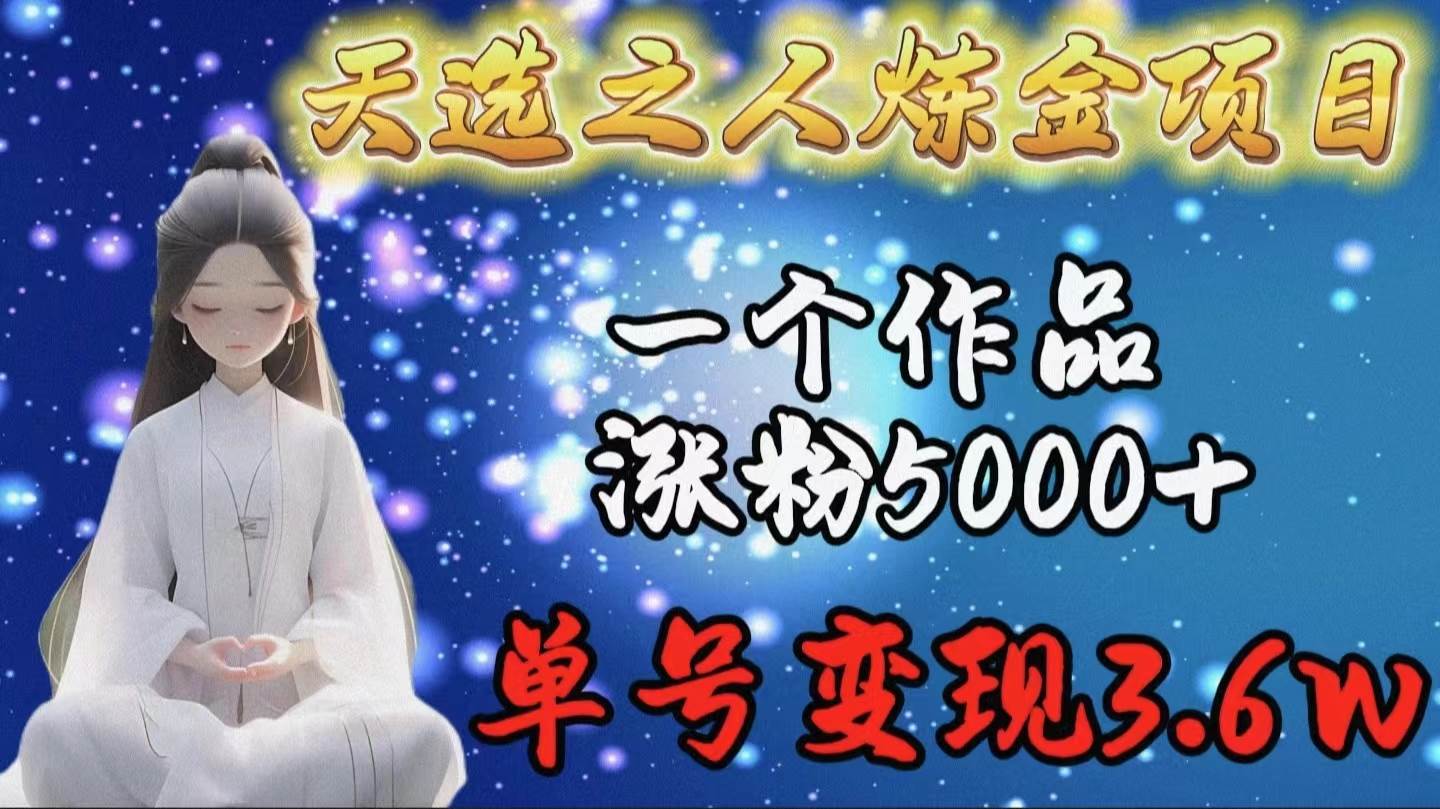 天选之人炼金项目,一个作品涨粉5000+,单号变现3.6w祝创空间-网创项目资源站-副业项目-创业项目-搞钱项目祝创空间
