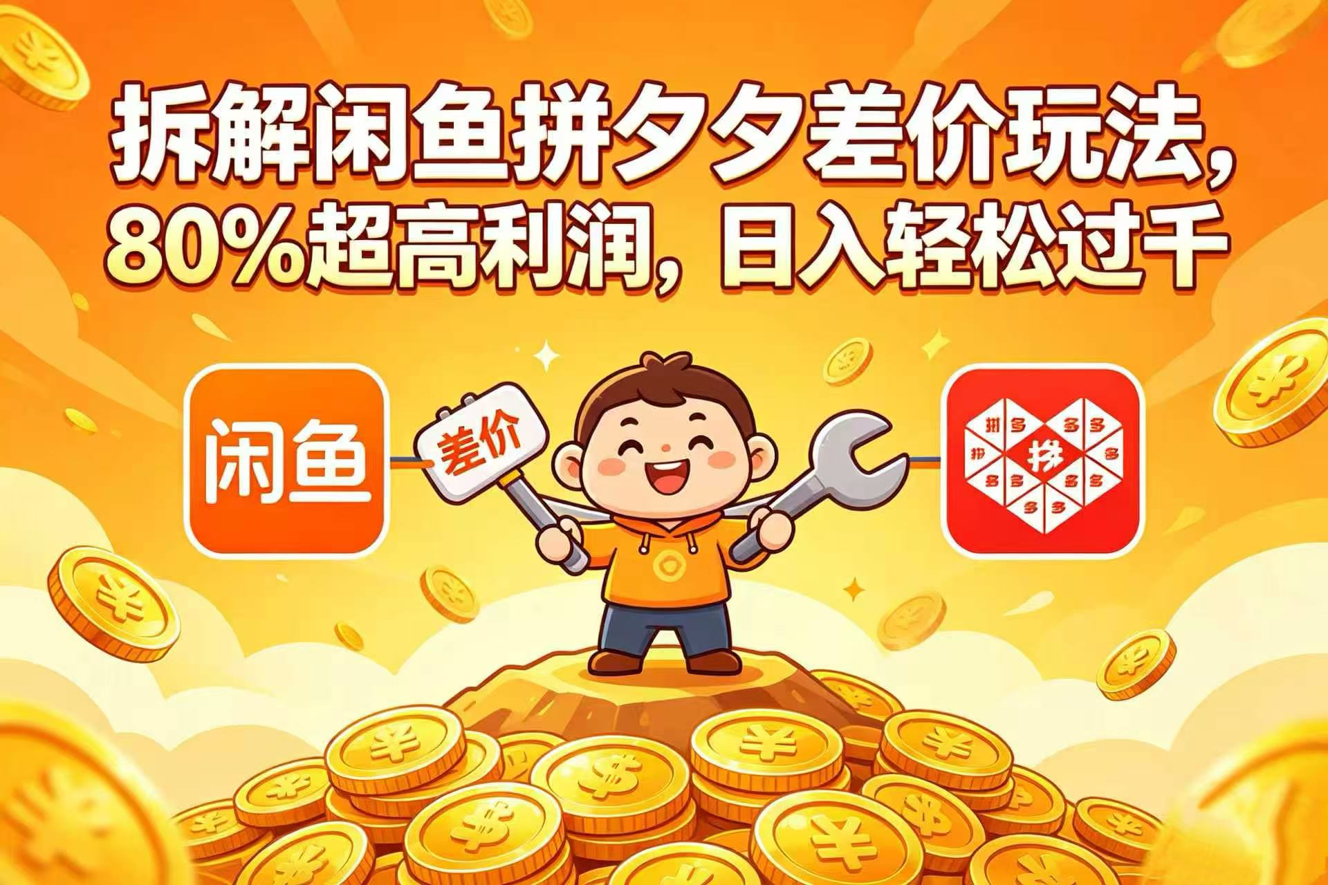 拆解闲鱼拼夕夕差价玩法,80% 超高利润,日入轻松过千祝创空间-网创项目资源站-副业项目-创业项目-搞钱项目祝创空间