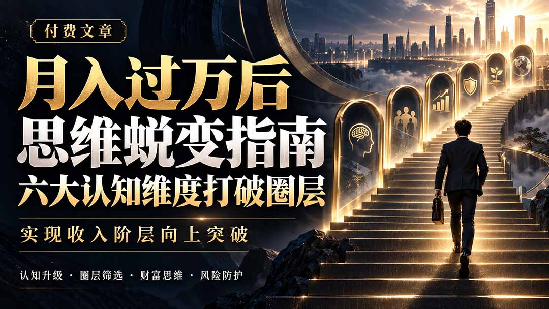 （21210期）付费文章：月入过万后思维蜕变指南，六大认知维度打破圈层，实现收入阶层向上突破