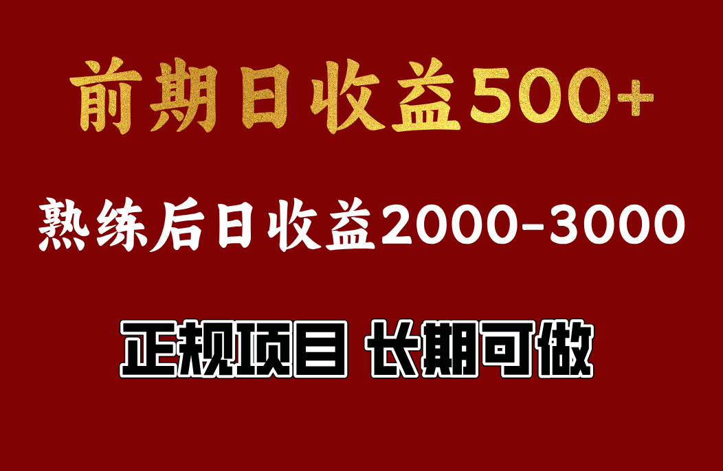 前期日收益500左右，上手快，小白可做，收益官方结算