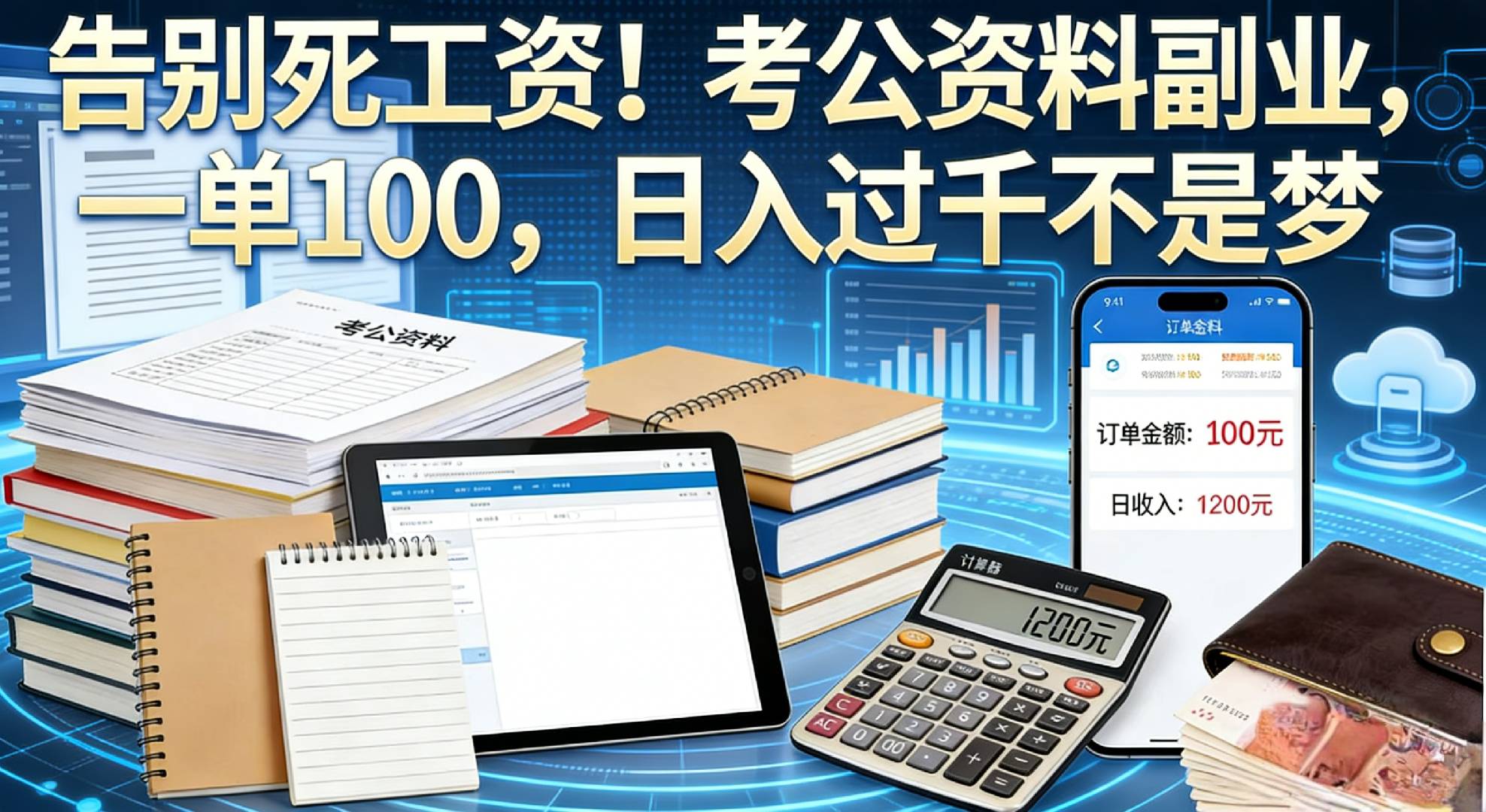 2026年告别死工资！考公资料副业，一单 100，日入过千不是梦