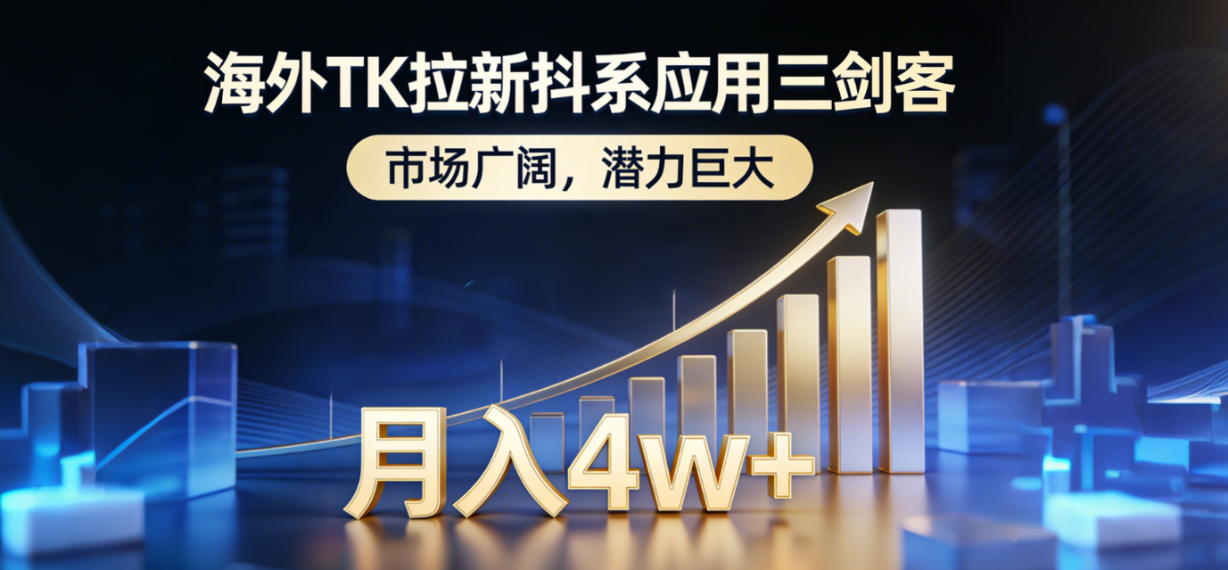 2026海外TK拉新抖系应用三剑客，市场广阔，潜力巨大，月入4w+