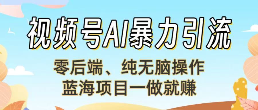 视频号AI暴力引流：零后端、纯无脑操作，蓝海项目一做就赚！