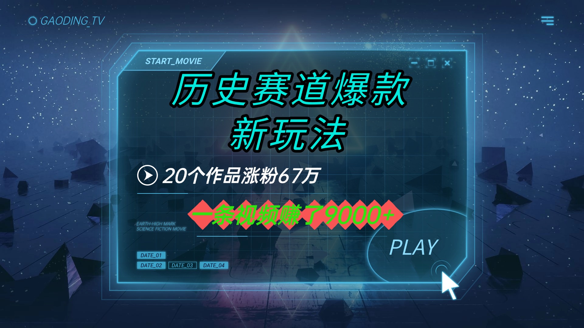 20个作品涨粉67万，一条视频赚了9000+，历史赛道爆款新玩法