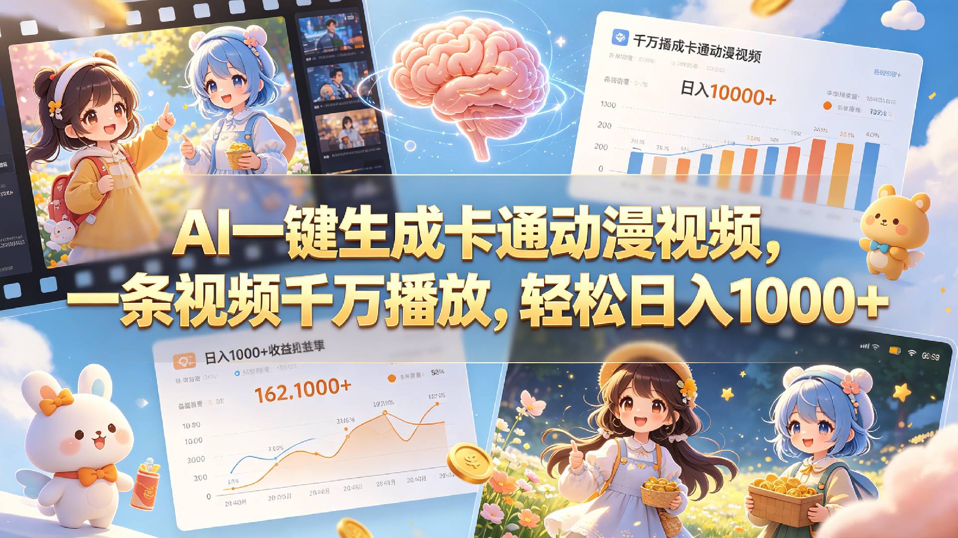 AI一键生成卡通动漫视频，一条视频千万播放，轻松日入1000+