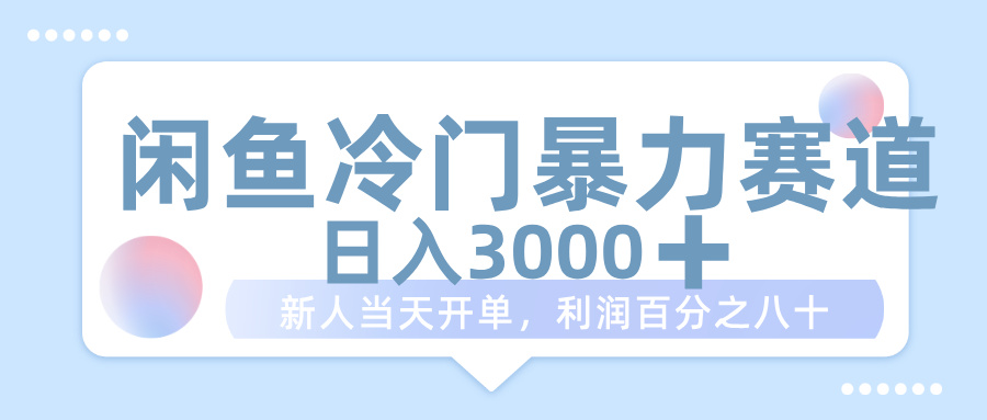 闲鱼冷门暴力赛道，一单 80%利润，新人轻松日入 1000+