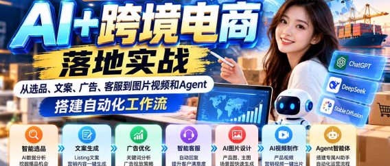 (21246期)2026 AI+跨境电商落地实战10月第11期:从选品、文案、广告、客服到图片视频和Agent,搭建自动化工作流