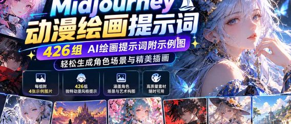 (21239期)Midjourney动漫绘画提示词:426组AI绘画提示词附示例图,轻松生成角色场景与精美插画