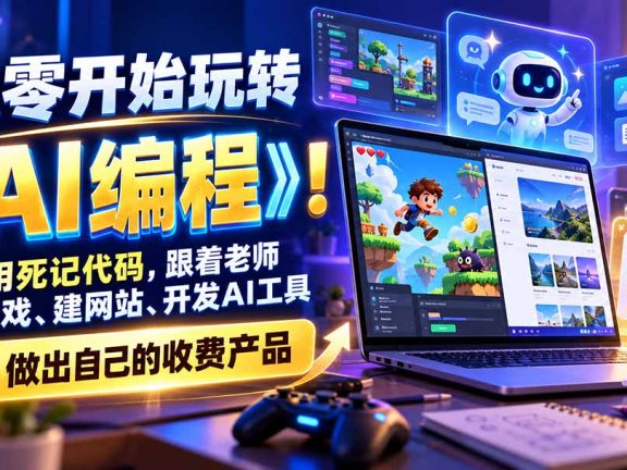 （21258期）从零开始玩转《AI编程》-更新1030：不用死记代码，跟着老师做游戏、建网站、开发AI工具，最后完成自己的收费产品
