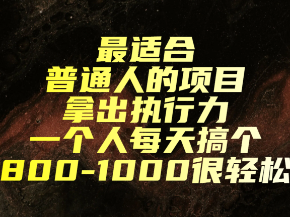 最适合普通人的项目,拿出执行力一个人每天搞个800-1000很轻松
