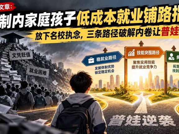 （21231期）付费文章：体制内家庭孩子低成本就业铺路指南，放下名校执念，三条路径破解内卷让普娃逆袭