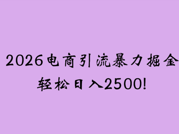 2026电商引流新玩法,日引200,日可入2500+